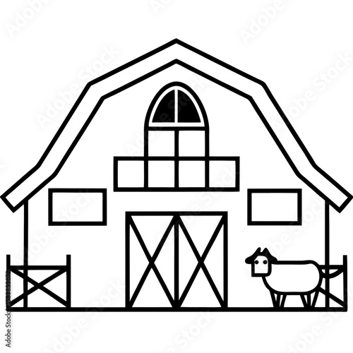 "Livestock Barn Vector | Generative AI & Linocut Silhouette Farm Design"