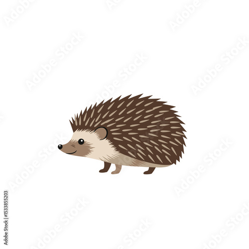 Cute cartoon hedgehog illustration on a white background, ideal for children's designs