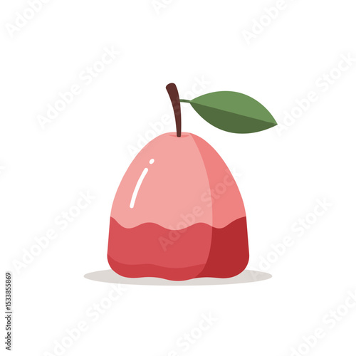 A vibrant red apple resting on a wooden table with a blurred kitchen background