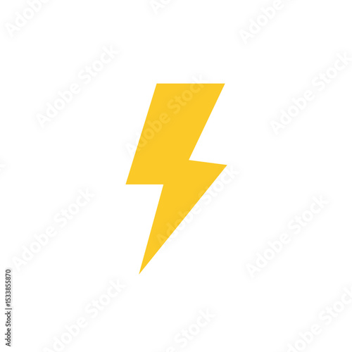 Bright yellow lightning bolt striking against a white background, symbolizing energy