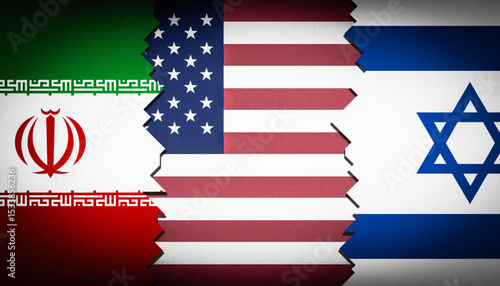 flag america between iran and Israel