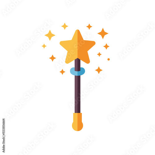 Colorful magic wand with sparkling stars, symbolizing enchantment and creativity