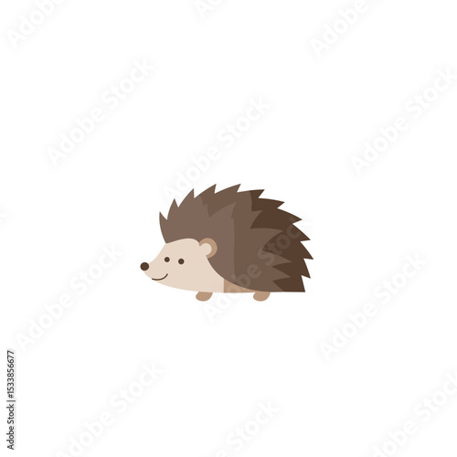 Cute cartoon hedgehog walking across a white background, ideal for children's illustrations