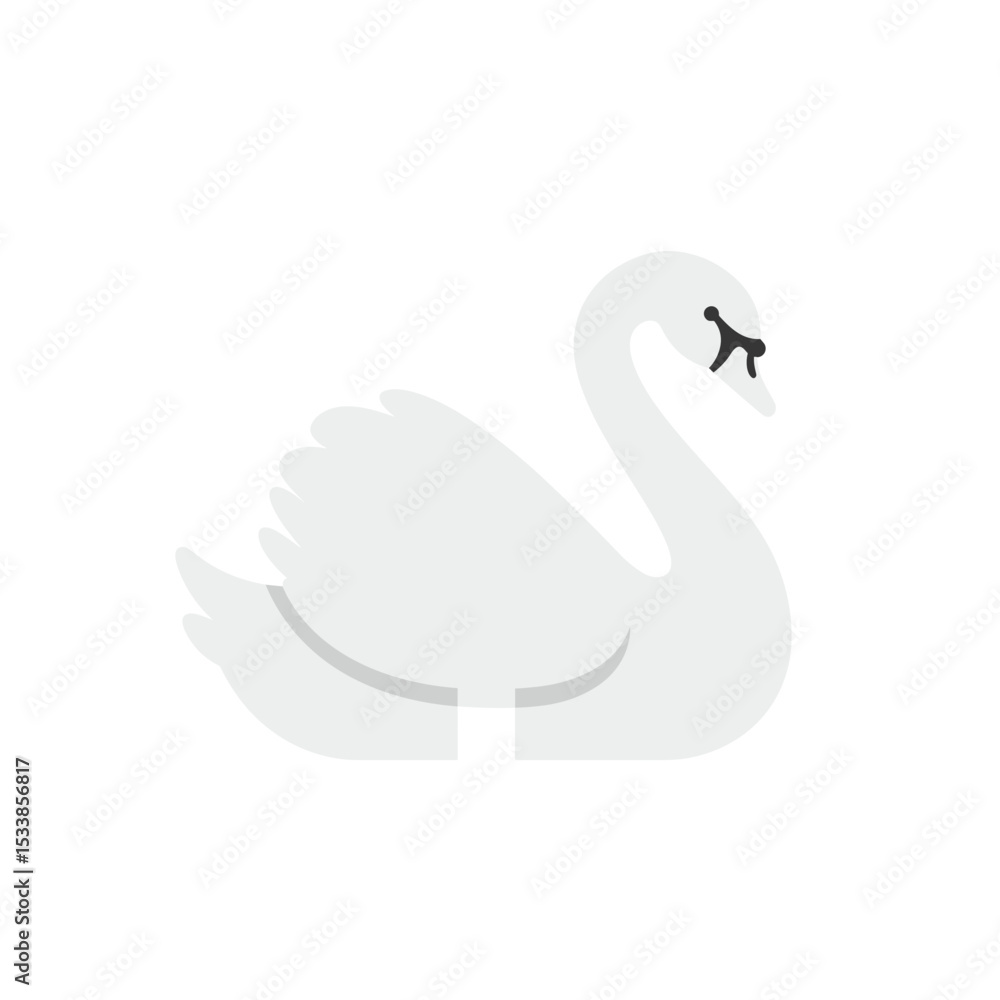 Elegant white swan gliding on serene lake with lush greenery in the background Elegant white swan gliding on serene lake with lush greenery in the background