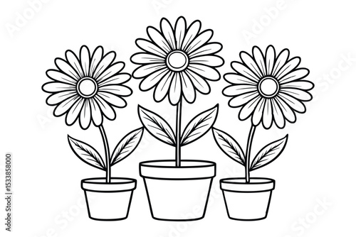 A vibrant pink daisy blossom in a colorful flowerpot brings spring beauty to a nature-filled garden