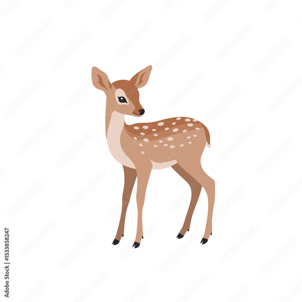 Fototapeta premium A cute fawn standing gracefully in a minimalist setting, showcasing its natural beauty
