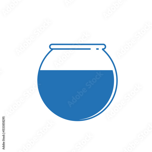 A vibrant blue fishbowl with a single fish swimming, surrounded by a serene background