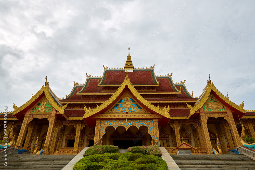 Fototapeta premium Xishuangbanna Grand Buddha Temple Scenic Area Pagoda Architecture, Yunnan, China