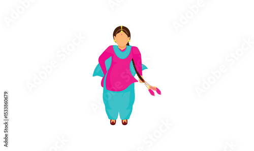 beautiful Punjabi girl wearing traditional Punjabi style shalwar kameez