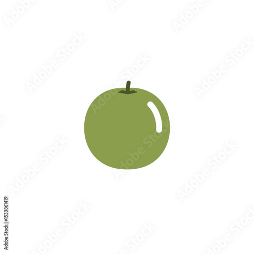 A vibrant green apple resting on a clean white background, symbolizing freshness and health