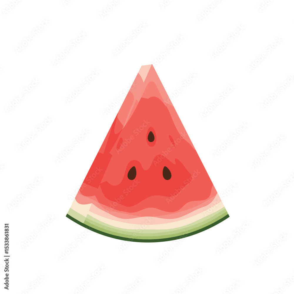 Colorful watermelon slice with seeds on a white background, ideal for summer themes Colorful watermelon slice with seeds on a white background, ideal for summer themes