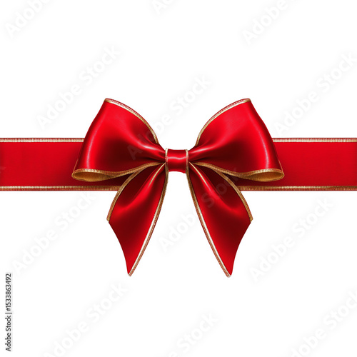 Premium Red and Gold Holiday Ribbon Bow on Transparent Background