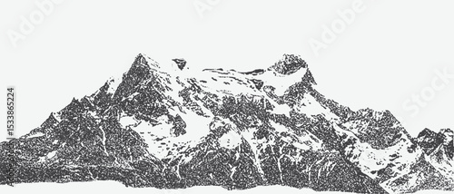 Mountain with halftone stipple effect, for grunge punk y2k collage design, A mound with a brutalist
