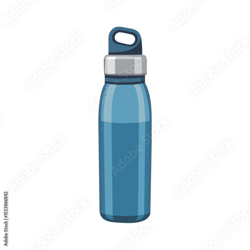 Vector illustration of a stainless steel water bottle, isolated on white background