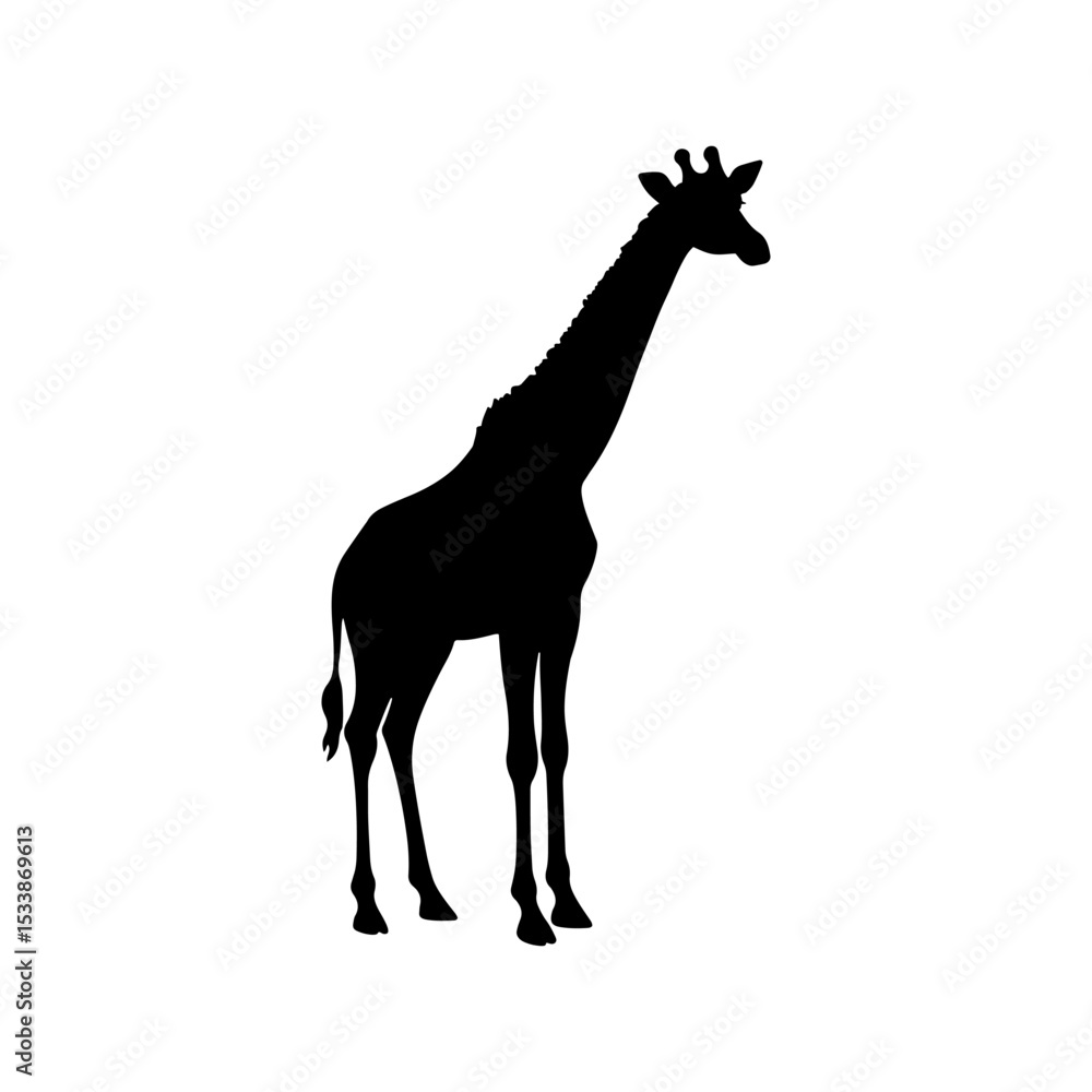Fototapeta premium Cute giraffe silhouette vector flat illustration design.