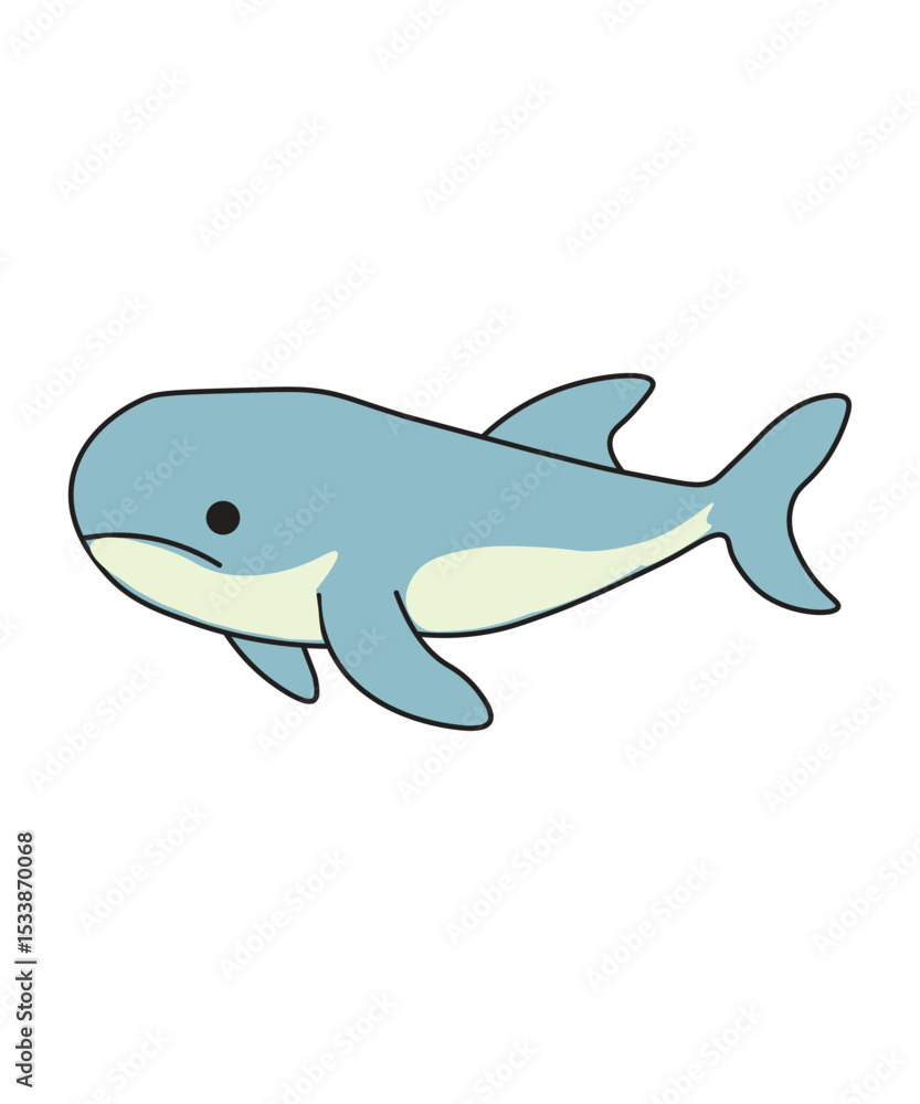 Naklejka premium Cute Cartoon Blue Shark Illustration