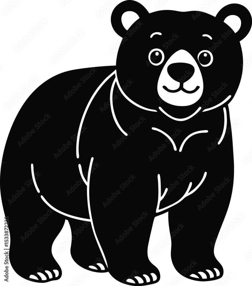 Fototapeta premium Cute, funny, baby bear vector cartoon illustration of a happy wild animal