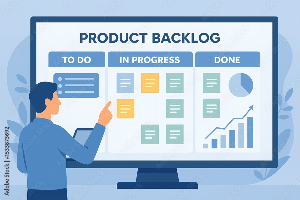 Product backlog illustration in agile development – AI generated Product backlog illustration in agile development – AI generated