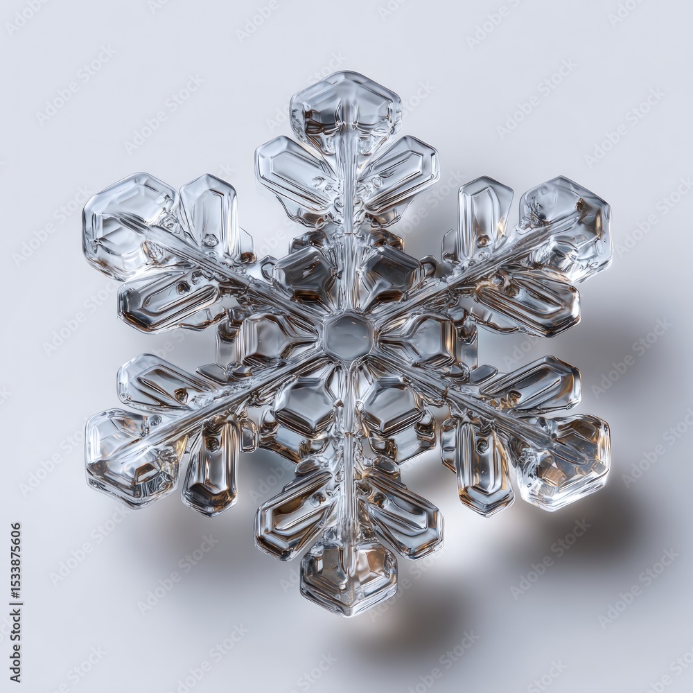 Detailed close-up of a single, intricate snowflake. Detailed close-up of a single, intricate snowflake.