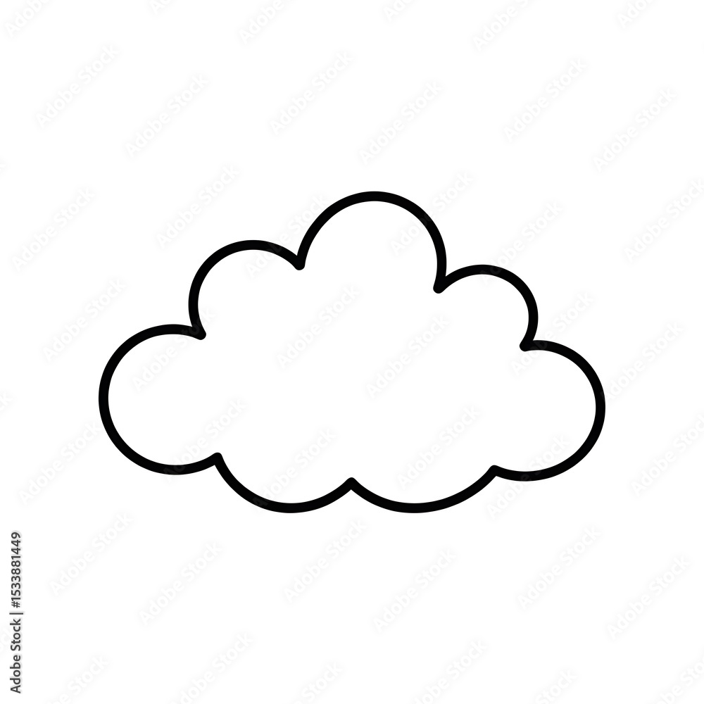 Simple Cloud Outline: Perfect for Weather, Design, and Kids' Projects Simple Cloud Outline: Perfect for Weather, Design, and Kids' Projects