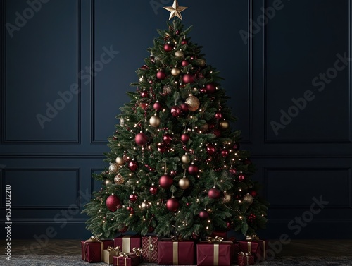 Burgundy & Gold Christmas Tree