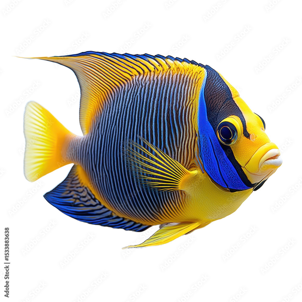 Naklejka premium Emperor Angelfish isolated on transparent background.