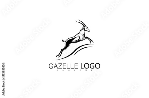 Modern Jumping Gazelle Logo Vector in Graceful Silhouette Style. Sleek Wildlife Deer Illustration for Outdoor Business Identity, Nature Logo Symbol, or Creative Animal Branding Emblem Design.

