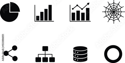 Vector icons set for data chart, graph analysis, network structure, database symbol, web diagram, modern UI design, infographic elements