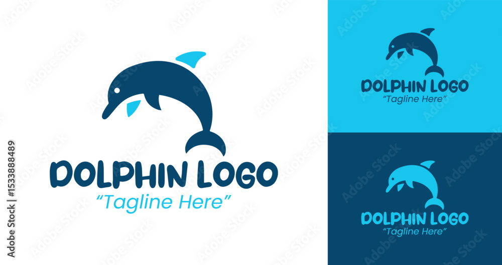 Naklejka premium Stylish Dolphin Logo Design for Digital and Business Branding