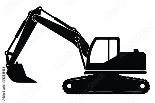 Excavator Heavy Machinery Silhouette Illustration Construction Equipment Icon