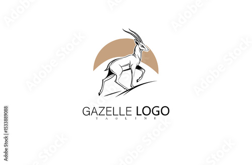 Sleek Jumping Gazelle Silhouette Vector Logo for Nature Business Branding. Wildlife Deer Illustration for Outdoor Identity Concept, Minimalist Logo Art, or Creative Elegant Animal Symbol Design.

