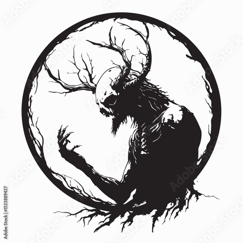 Wendigo Mythical Image Vector Isolated on white background.