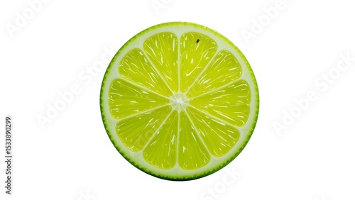 A vibrant cross section of a lime showcasing its juicy segments against a clean white backdrop view
