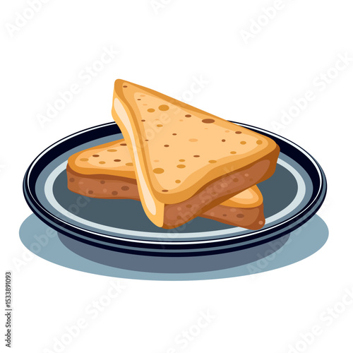 croutons bread on a plate without background