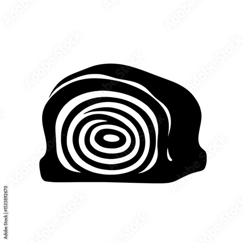 Minimalist black silhouette of baumkuchen slice with tree ring layers