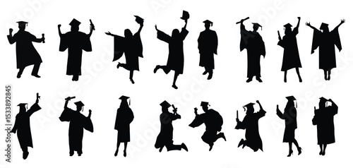 Set of Graduates celebrating vector