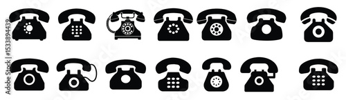 vintage telephone icons. telephone icon or logo isolated sign symbol vector illustration - Collection of high quality black style vector icons