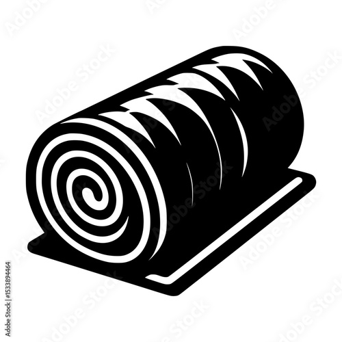 Round hay bale icon black and white illustration