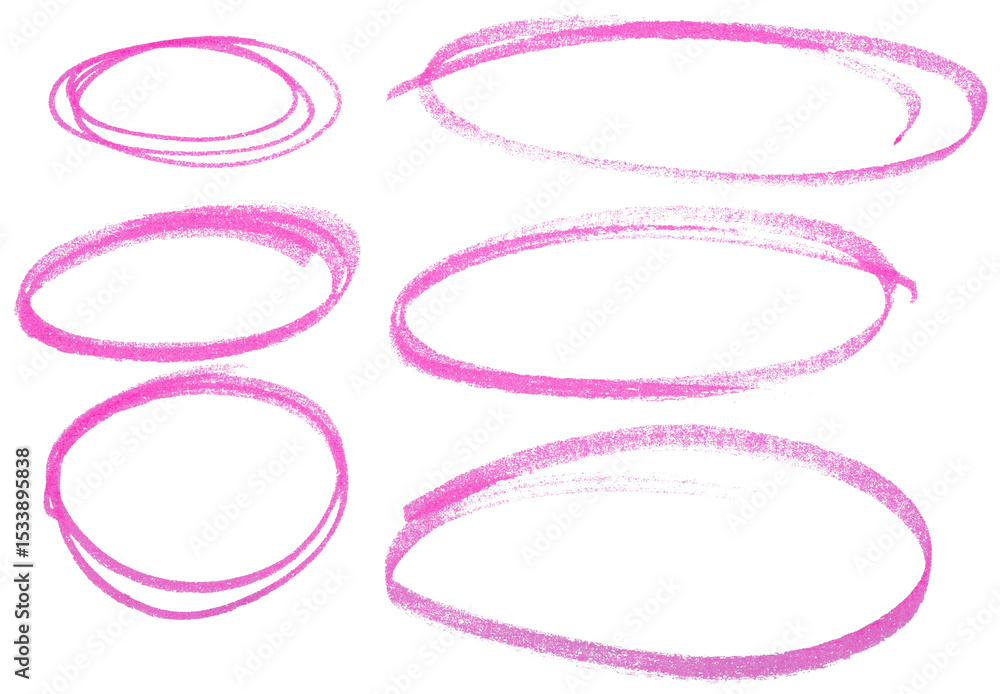 Round highlight doodle drawn with pink marker pen on transparent background Round highlight doodle drawn with pink marker pen on transparent background