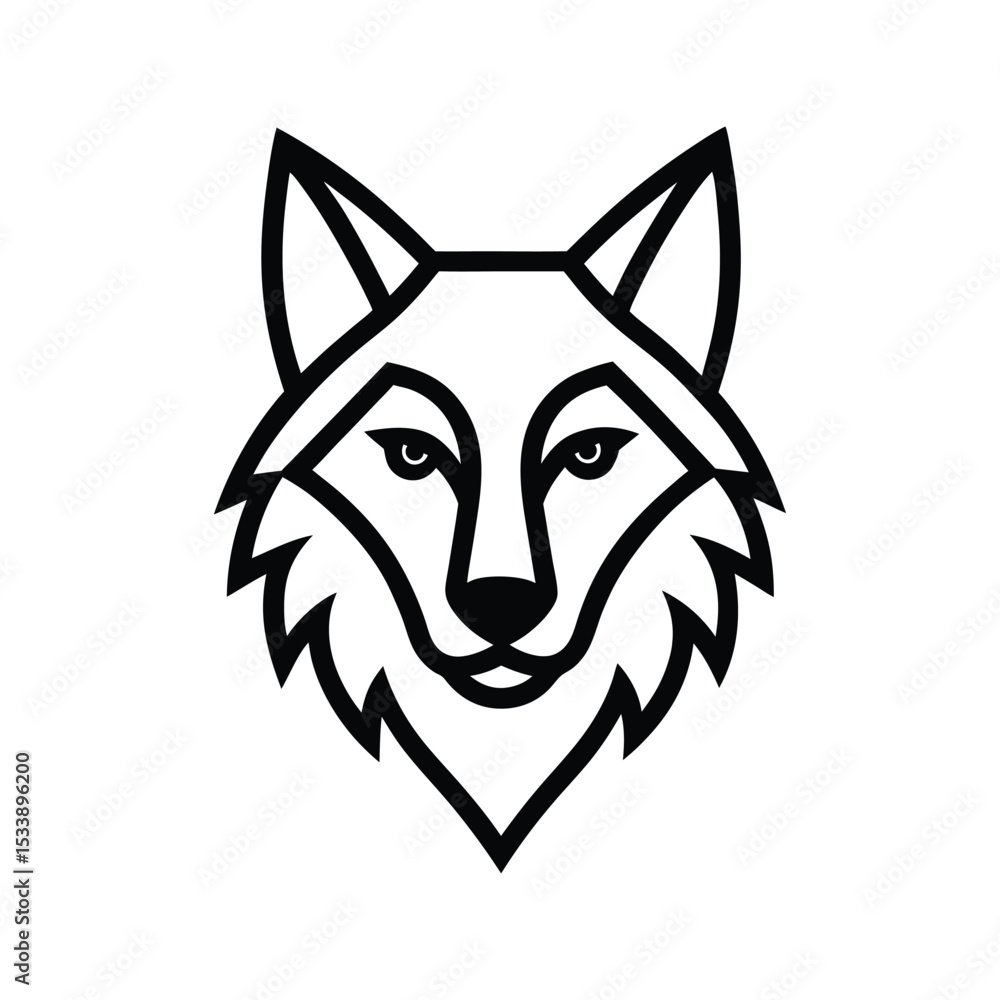 a clean minimalist black outline vector of wolf head on white background.eps a clean minimalist black outline vector of wolf head on white background.eps