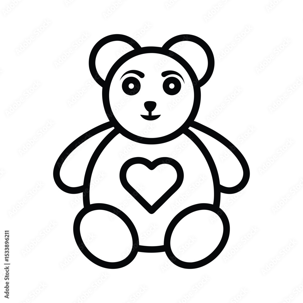 Obraz premium a clean minimalist black outline vector teddy bear on white background.eps