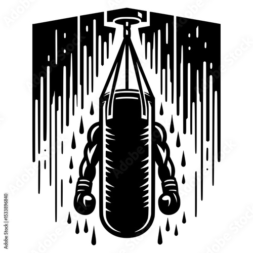 Heavy bag boxing fitness gym workout graphic