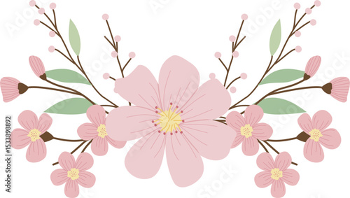 Pink Flower Blossom Border Frame