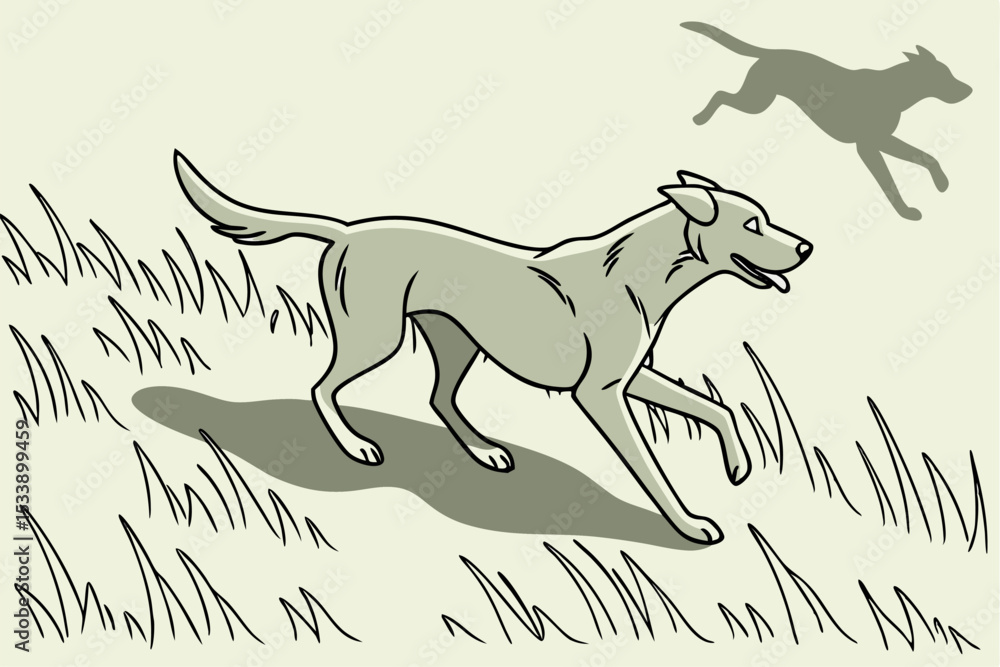 Fototapeta premium Canine Motion: Running Dog Shadows