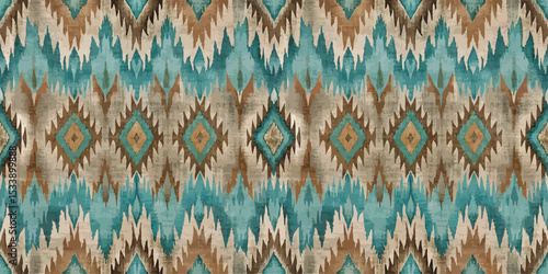 Geometric patterned fabric in earthy tones, suitable for various design projects.