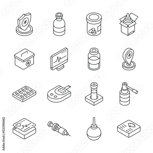 Premium bundle of medical services isometric icons, easy to edit
