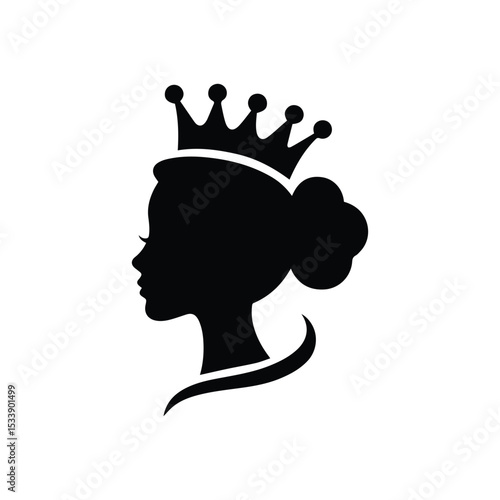 Princess silhouette with crown vector.