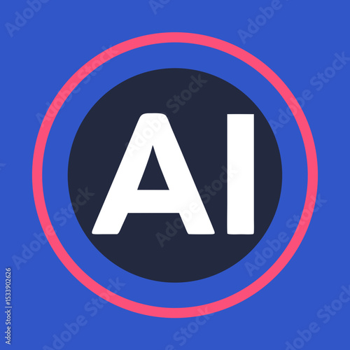 AI abbreviation icon in flat modern style