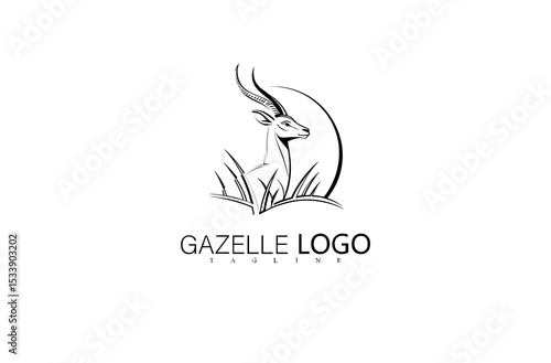 Nimble Gazelle Silhouette Logo in Jumping Motion Vector Illustration. Elegant Wildlife Animal Design for Nature Brand, Sleek Outdoor Logo Identity, or Modern Minimalist Branding Emblem.

