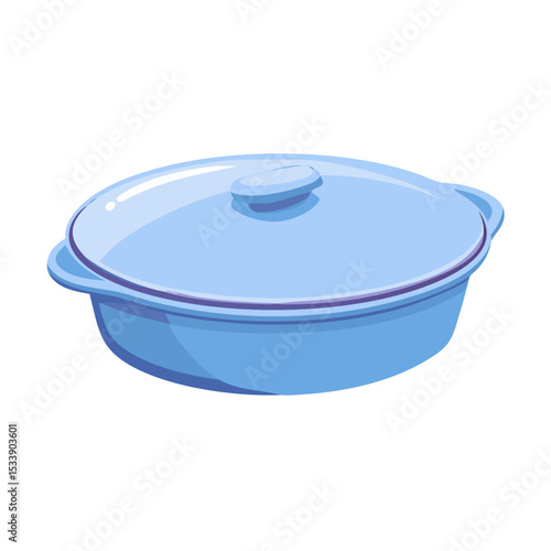 Vector illustration of a ceramic casserole dish with lid, isolated on white background